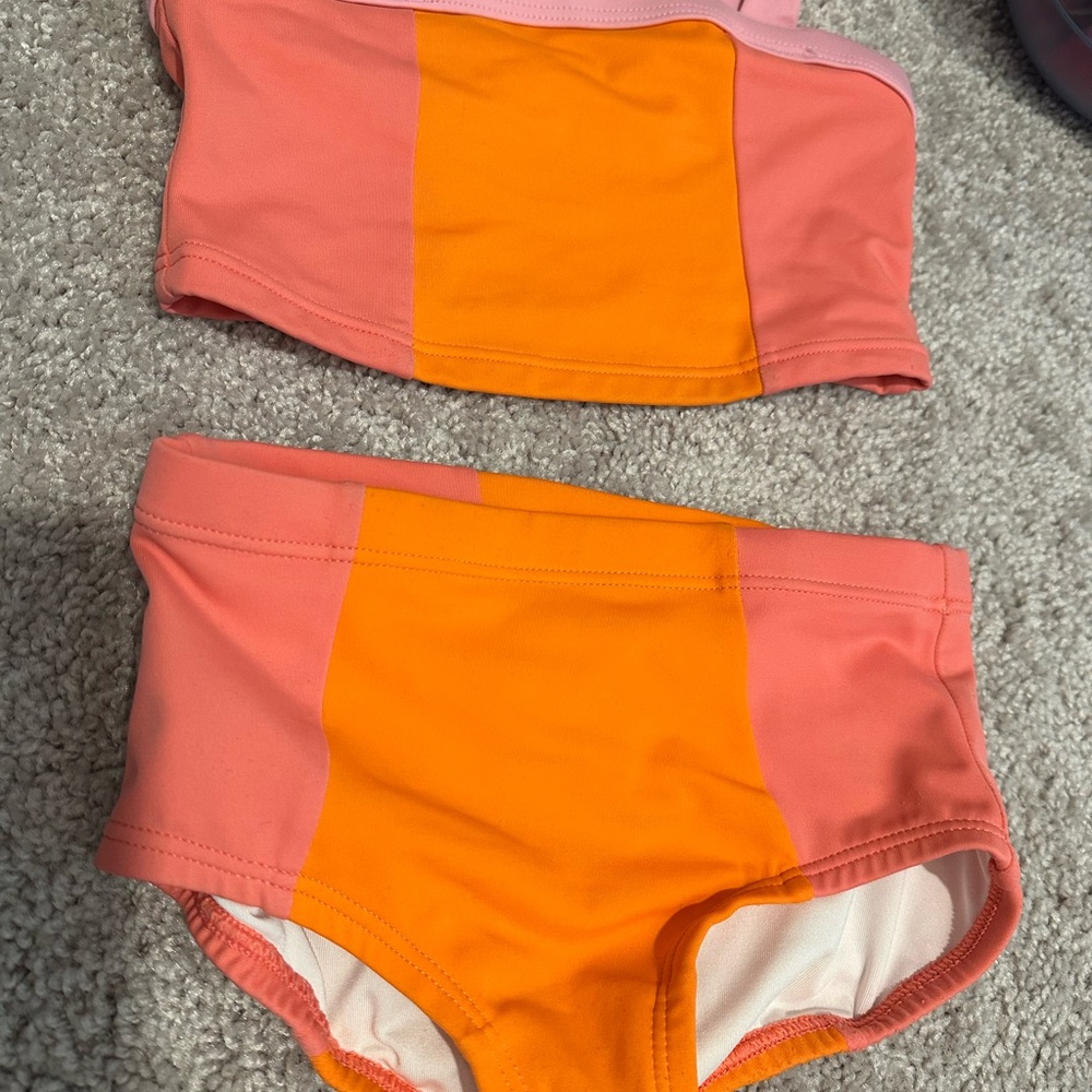 Hanna Andersson Girls 4T Pink and Orange Two-Piece Swimsuit